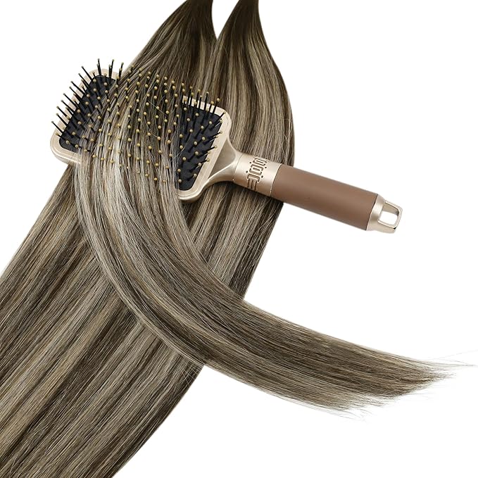 YoungSee Utip Hair Extensions Ombre Dark Brown with Ash Blonde U Tips Hair Extensions Human Hair Ombre 24In 1G/S 50G