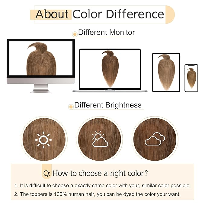 SEGO Hair Toppers for Women Real Human Hair With Bangs, 7 * 13CM Silk Base 100% Remy Human Hair Clip in Top Wiglet Hairpieces Add Volume -14 Inch Light Brown