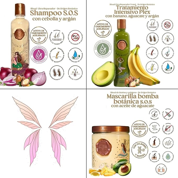 Ritual Botánico Keratina Orgánica | Treatment to Straighten, Repair and Relax Hair | All Natural, Organic & Vegan Ingredients | Product of Colombia (3 Piece Kit-SOS Shampoo)