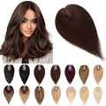 SEGO Human Hair Toppers for Women With Thinning Hair, 7 * 13CM Silk Base 100% Real Human Hair Clip in Top Wiglet Hairpieces -8 Inch No Bangs Dark Brown