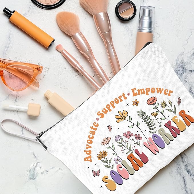 Keluna Social Worker Gifts for Women - Thank You Appreciation Gifts for Social Worker, Keychain Makeup Bag Tumber Mug Set