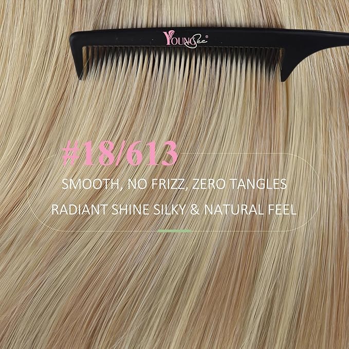 YoungSee Blonde Tape in Human Hair Extensions Long Hair Extensions Real Human Hair Tape-in Invisible Tape ins Hair Extensions for Women 24 Inch 20pcs 50g Tapes Extensions Straight Hair
