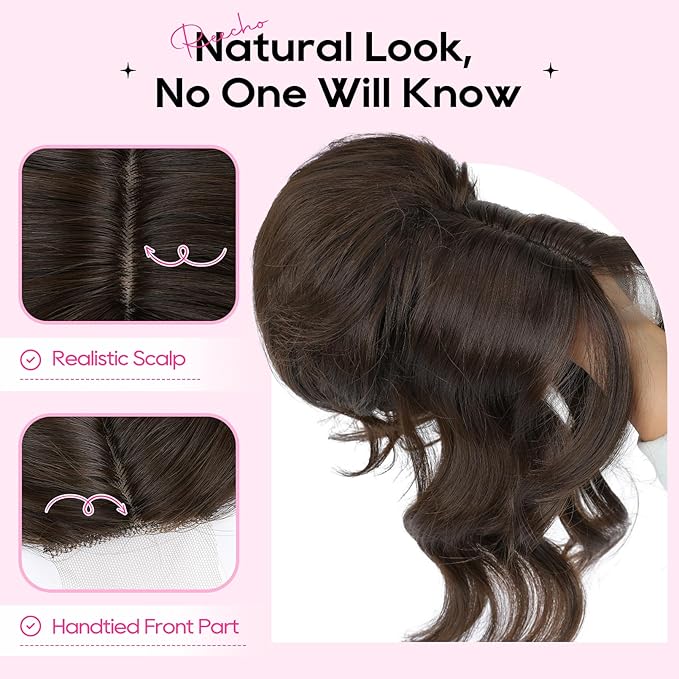 REECHO Messy Bun Hair Piece with Bangs – 2-in-1 Drawstring Ponytail Extension Updo Wig & Hair Topper with Long Side Bangs, Natural-Looking Hair Bun Hairpieces for Women - Black