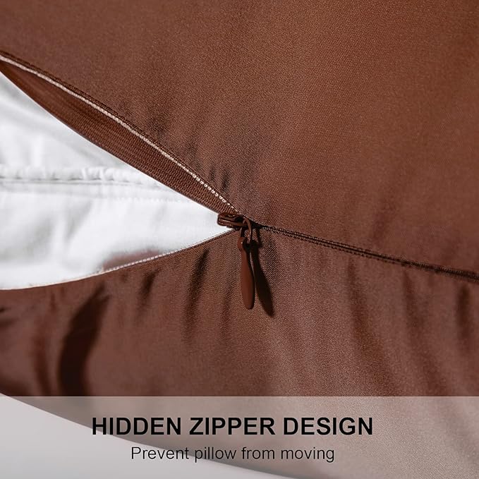 Mulberry Silk Pillowcase for Hair and Skin,King Size Cooling Silk Pillow Case with Hidden Zipper,Allergen Proof Dual Sides Soft Breathable Smooth Silk Pillow Cover for Women(King,Coffee)