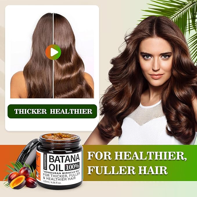 Organic Batana Oil for Hair Growth, 100% Pure Batana from Honduras, Hair Treatment Oil for Thick and Strong Hair, 4 fl oz
