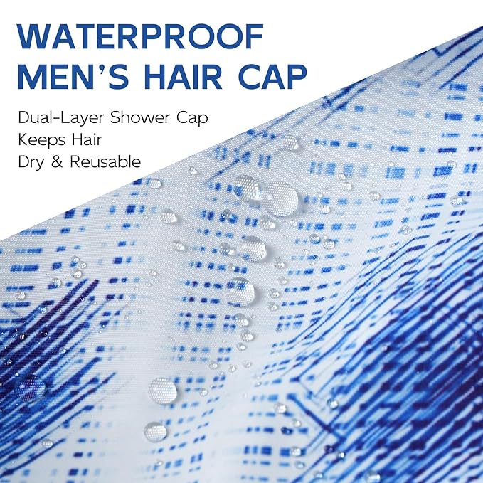 Years calm Shower Cap for Men, Waterproof & Heat-Retaining Hair Treatment Cap – Reusable Men’s Shower Cap with Foil Lining, Elastic Band, for Steam Care, Hair Mask & Oil Conditioning
