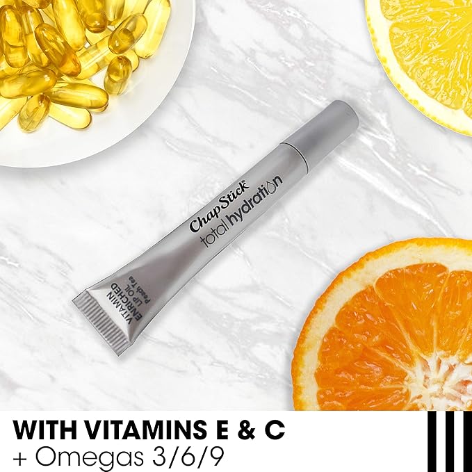 Chapstick Total Hydration VitaminEnriched Lip Oil Lip Care Oz, Non-Tinted, Peach Tea, 0.23 Ounce
