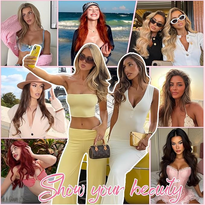 Human Hair Clip In Hair Extensions Body Wave Natural Black Clip in 100% Brazilian Remy Human Hair (#4 Chocolate Brown, 16 Inch)