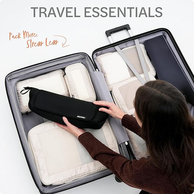Aerotrunk Hair Tools Organizer - Hot Hair Tools Travel Bag with Heat Resistant Mat, Large Capacity Pouch for Flat Irons, Curling Wands, Hair Dryers - Black