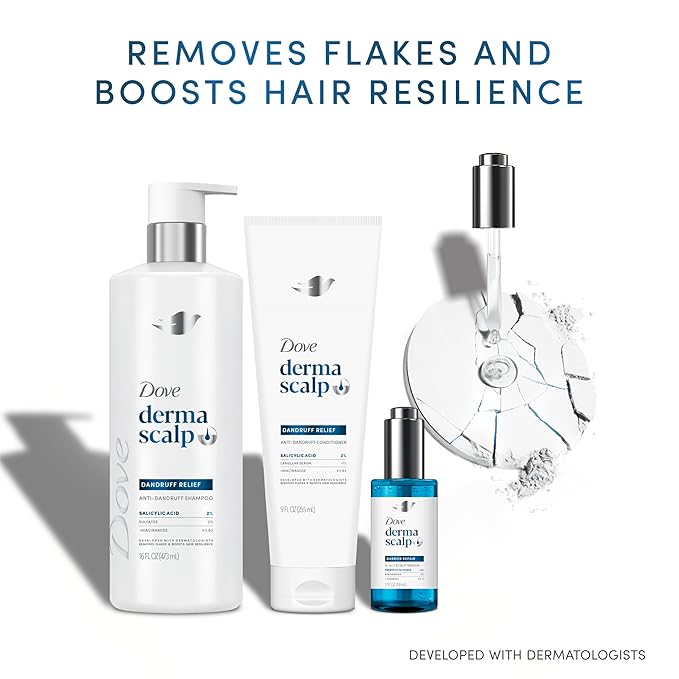 Dove Derma Scalp Dandruff Relief Conditioner 1 ct with Salicylic Acid, Lamellar Serum and Niacinamide for Removing Flakes & Boosting Hair Resilience 9 oz