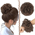FESHFEN Messy Bun Hair Piece - Large Elastic Wavy Curly Hair Bun Scrunchies Ponytail Extensions Synthetic Chignon Hairpieces for Women, Brunette Brown 1.94oz