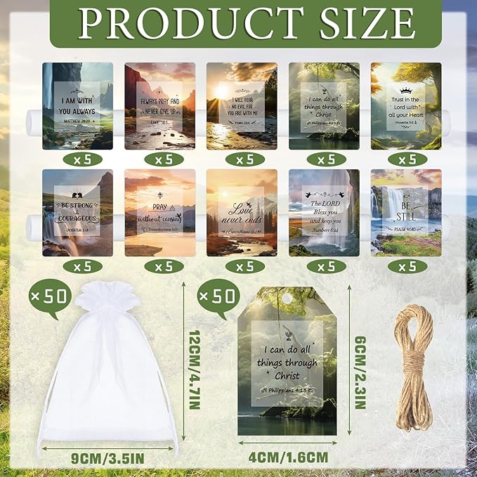 50 Sets Lip Balms Christian Gifts for Women Religious Scripture Bible Verse Inspirational Motivational Small Thank You Gifts for Church Sunday School Vanilla Flavor