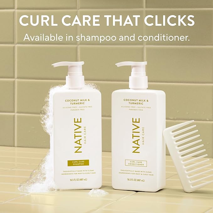 Native Coconut & Turmeric Shampoo and Conditioner Contain Naturally Derived Ingredients | All Hair Types, Color & Treated, Fine to Dry Damaged, Sulfate & Dye Free - 2-Pack