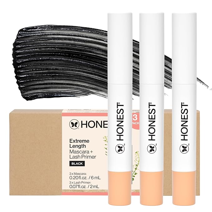 Honest Beauty 2-in-1 Extreme Length Mascara + Lash Primer 3-Pack | EWG Verified + Cruelty Free | 0.27 fl oz each (pack of 3)