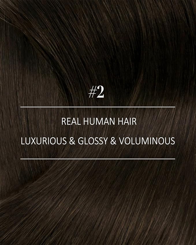 YoungSee Clip in Hair Extensions Real Human Hair Brown Straight Hair Extensions Clip ins Darkest Brown Human Hair Clip ins for Women 16In 120G 7Pcs