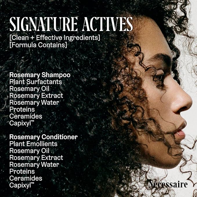 Nécessaire Rosemary Hair Duo | Multi-Protien Strengthening Shampoo + Conditioner For Thinning Hair. For Women + Men. Good For All Hair Types/Textures. Free Of Sulfates. Color-Safe. 250 ml / 8.4 oz