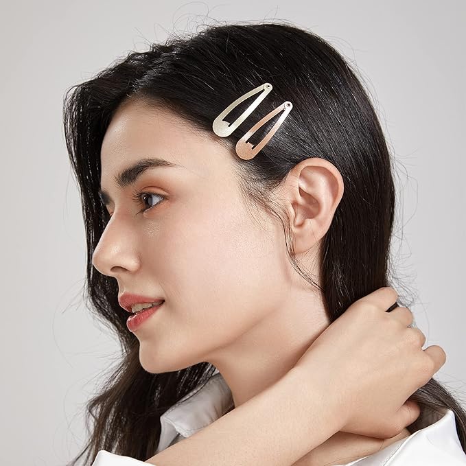 Dofash 12PCS Snap Hair Clips For Women-Non Slip & Metal Hair Barrettes, 5cm 2'' Small Clips For Thin & Fine Hair,Silver