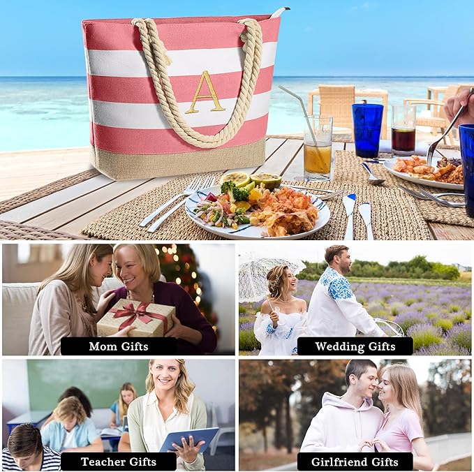 YOOLIFE Beach Bags for Women - Travel Canvas Beach Tote, Pool Waterproof Bag, Travel Essentials, Gifts for Women Birthday