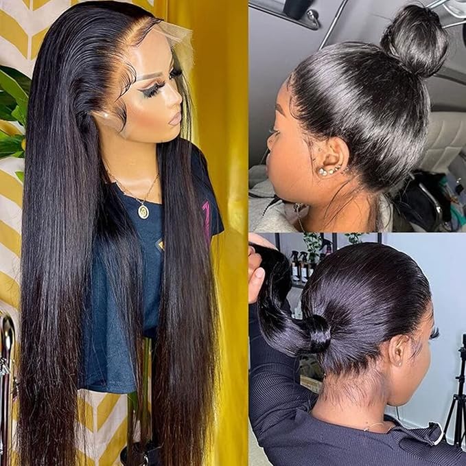 Lemoda Full 13x6 SKINLIKE Real HD Lace Wigs 15A Brazilian Straight Virgin Human Hair Lace Frontal Wigs 200% Invisible 0.1mm Ultra-thin Frayed Ends Lace Front Wig Pre Plucked Tiny Knots 22inch