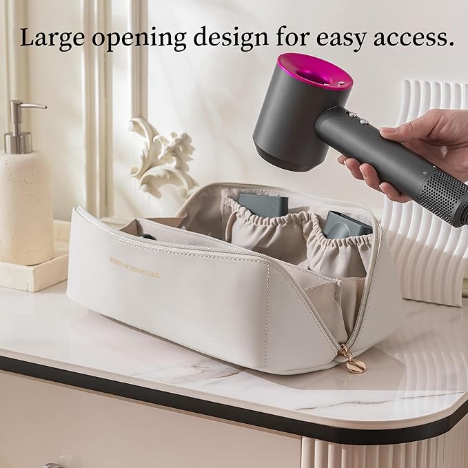 Travel Case Compatible with Dyson Airwrap Styler, Portable Supersonic Hair Dryer Travel Storage Bag, Waterproof Carrying Case Organizer for Shark Flexstyle and Attachments (White)