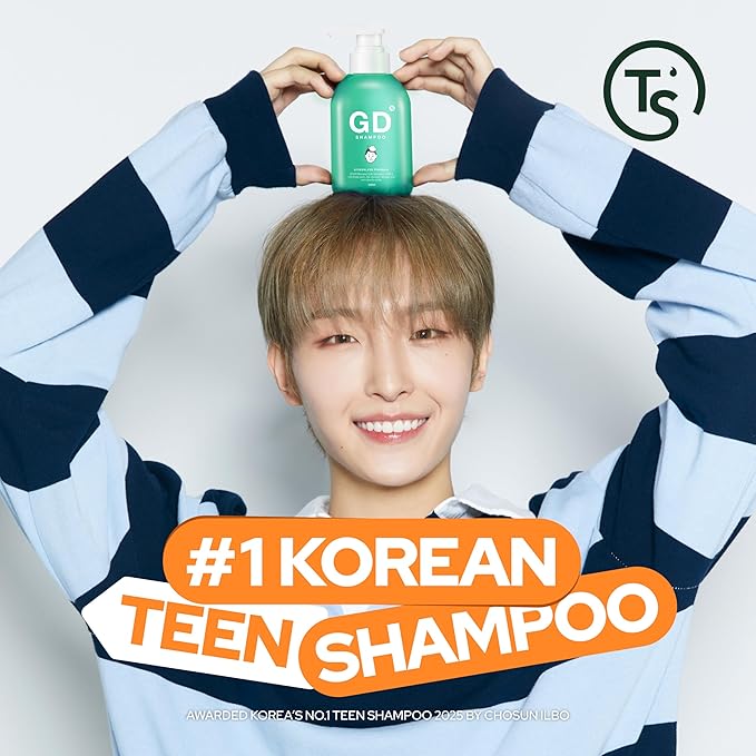 TS GD Shampoo for Flake Prone, Uncomfortable Scalp (28.2 Fl Oz, GD Big) For Youth & Teens | Gentle Scalp-Care Routine | Silicone, SLS, SLES Free | Korean Hair Care (Big Green)