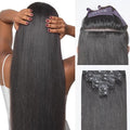 LUVME 0.59mm Zero Trace Invisible Clip in Hair Extensions, Yaki Straight 2 Pack 7 Pcs 100g 16 Inch, 100% Real Human Hair Clip Ins, Quick Clip On Volume with Seamless Blend for Daily Hairstyles