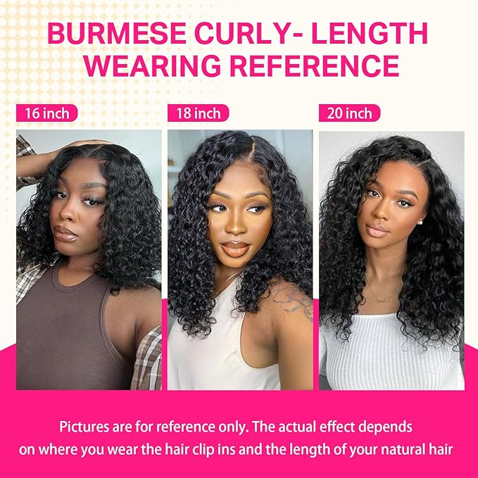 Lashey Seamless Clip in Hair Extensions Human Hair 110g 7pcs Burmese Curly Natural Black 18 Inch Clip In Human Hair Extensions with Soft PU Weft for Women