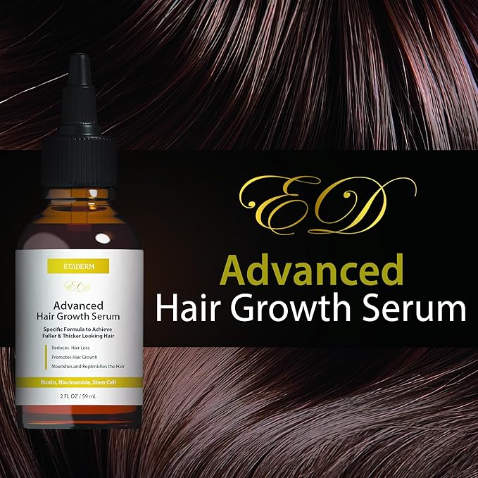 Advanced Hair Growth Serum - Hair Growth Oil with Aloe Vera Biotin, Caffeine & Keratin - Hair Oils Stimulates Growth, Moisturizes & Conditions Scalp - Hair Serum for Thicker Fuller Hair 60ml
