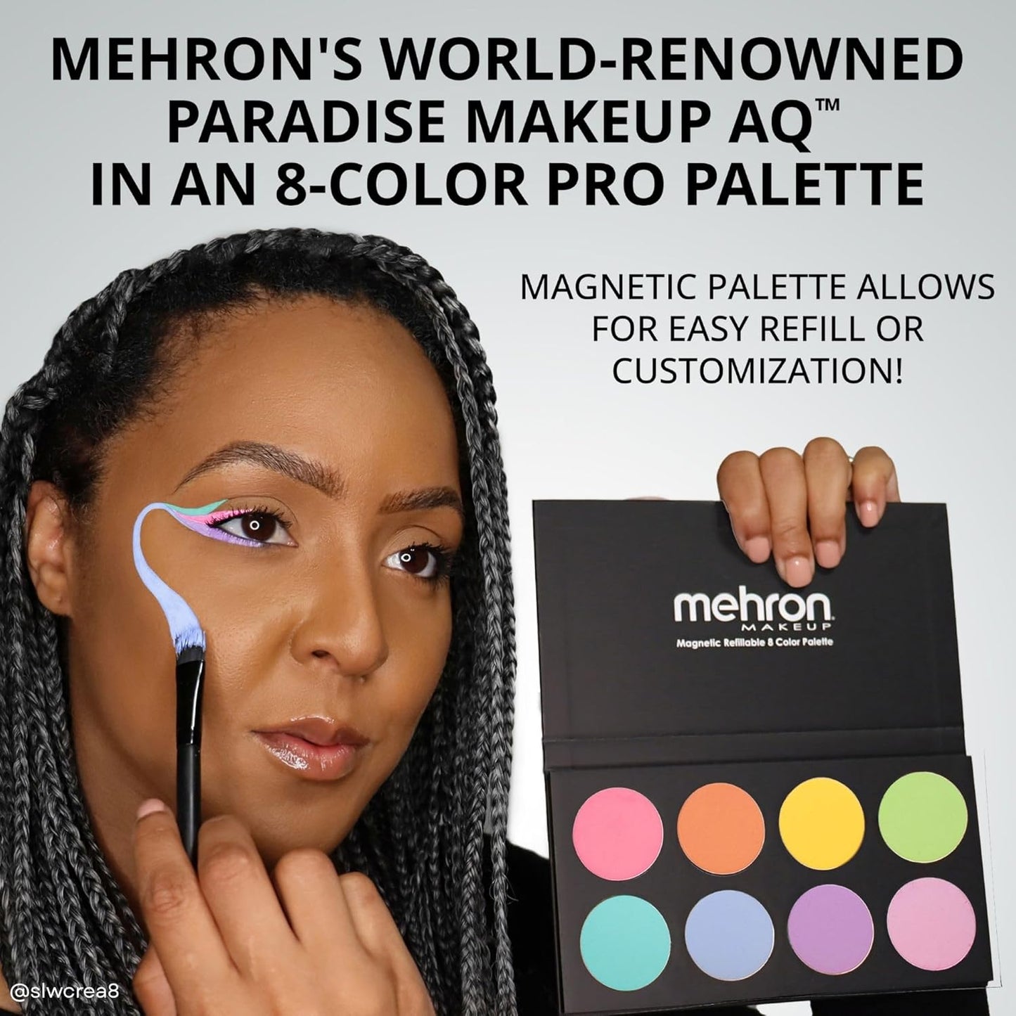 Mehron Makeup Paradise Makeup FX 8 Color Pastel Palette | Magnetic Refillable Body Paint & Face Paint Palette | Professional & Water Activated | Costumes, SFX, Halloween, & Cosplay