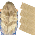 GOO GOO Invisi edge Tape in Hair Extensions Human Hair, 18AP60A Pearl Ash Blonde Highlights 20pcs 18inch 50g, Virgin Human Hair Tape ins, Seamless Injected Tape in Hair Extensions