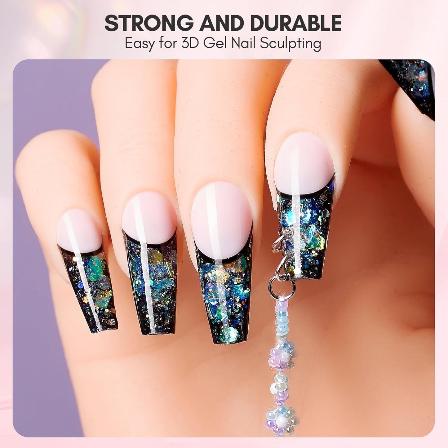 Makartt 3D Nail Gel Art for Nails Starter Kit: 4 Colors 3D Sculpting DIY Manicure Solid Gel Builder Clear and Shimmers for Extension, Molding Hard Gels with Silicone Flower Molds Sculpture Brush