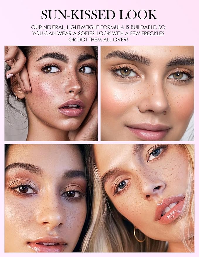 Erinde Waterproof Freckle Stamp Pen, Dual Ended Fake Freckle & Black Liquid Eyeliner, Long Lasting Quick Dry Faux Freckles Stamp Freck Pen for Natural Sunkissed Makeup, 04 Espresso