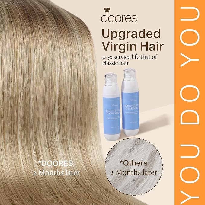 DOORES Hair Extensions Clip in Human Hair, Balayage Medium Copper to Sandy Blonde 18 Inch 120g 7pcs, Clip in Hair Extensions Remy Weft Natural Straight Weft for Women