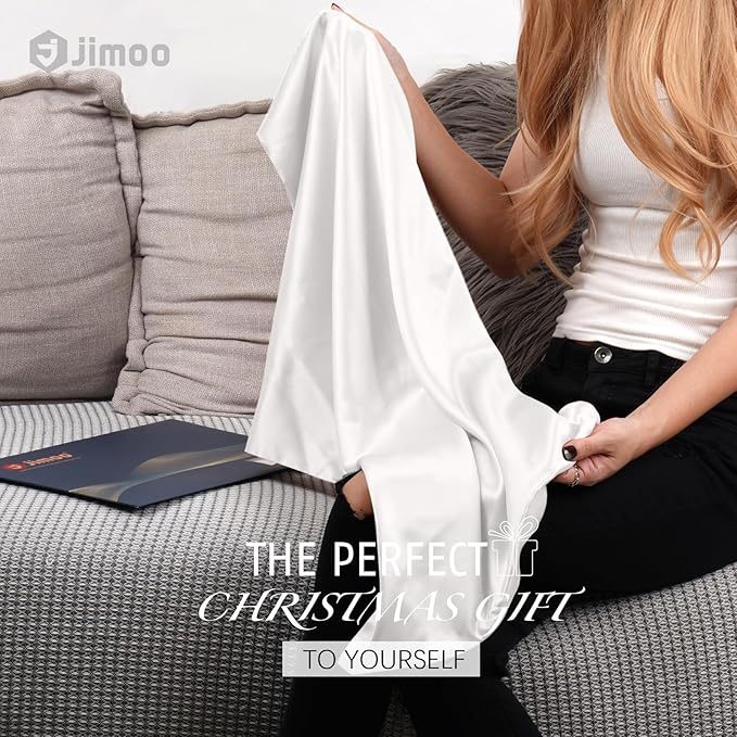 100% Mulberry Silk Pillowcase for Hair and Skin, 22 Momme Pure Natural Silk Pillow Case Both Sided with Zipper, Pillow Cover for Women Mom Men (Ivory White, King 20''×36'', 2 Pack)