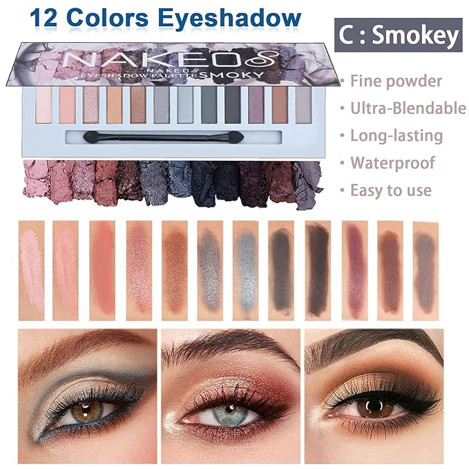 All in One Makeup Kit for Women Full Kit, 12 Colors Eyeshadow, Foundation & Primer, Lipsticks, Eyeliner, Mascara, Contour Stick, Brow Soap, Makeup Brush & Sponge, Make Up Gift Set for Women, Teens