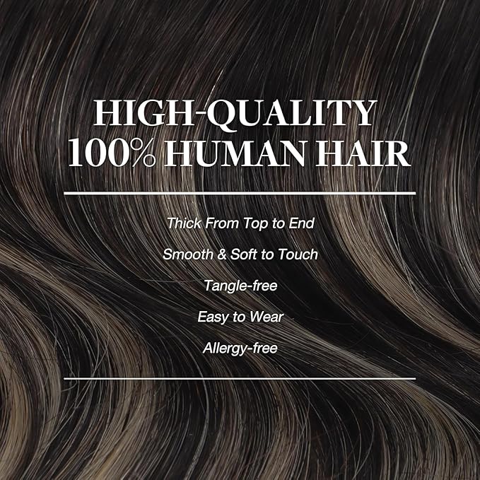 GOO GOO Clip in Hair Extensions Real Human Hair, Remy Human Hair Extensions Clip ins for Women, Natural Human Hair, 20 Inch 160g 7Pcs, 1B/16/1B Balayage Natural Black to Light Blonde