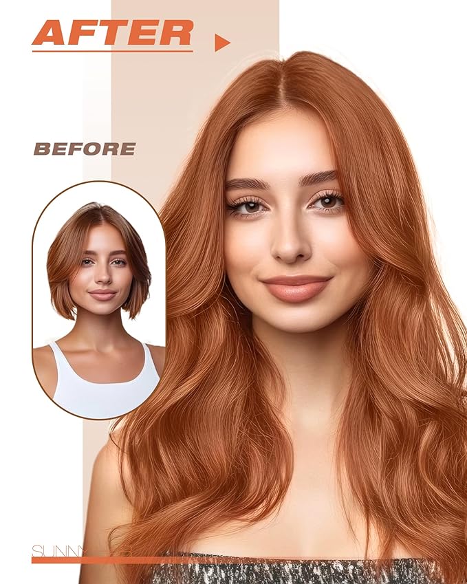 Sunny Hair Copper Tape in Hair Extensions Human Hair Glue in Hair Extensions Straight Tape ins Hair Extensions Copper for Women 50g 20pcs 14inch