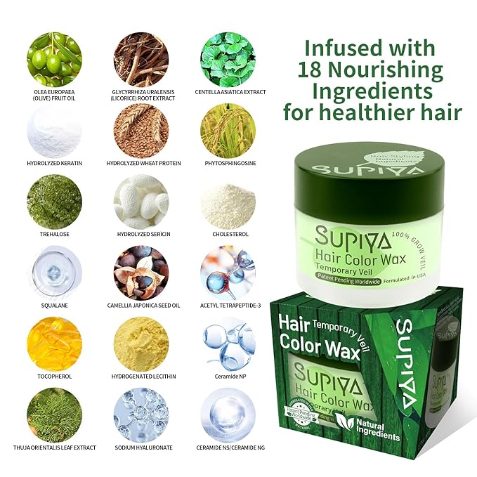 Red Temporary Hair Color Wax for Men or Women- SUPIYA Washable Red Hair Wax Color for Kids, All-Day Hold Disposable Hair Dye for Christmas, Cosplay & Daily (Cabernet Color #94)