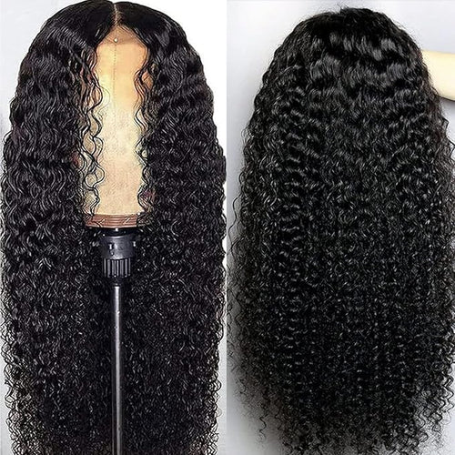 4x4 Wear and Go Kinky Curly Wig Human Hair Pre Plucked Pre Cut HD Lace Closure Wigs for Black Women 180% Density Curly Lace Front Wigs Human Hair (natural color 20 inch)