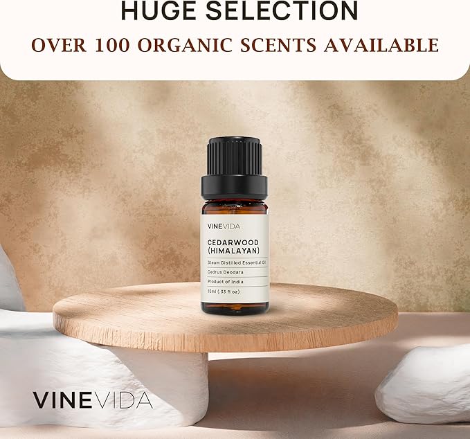VINEVIDA Cedarwood Himalayan Essential Oil - Undiluted - 10ml Bottle - DIY Candle Scent and Soap Making