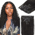 Lashey Hair Extensions Human Hair Clip in Extensions Kinky Curly 120g 7pcs Clip in Real Hair Extensions 18 Inch Natural Black Hair Extensions Real Human Hair for Black Women