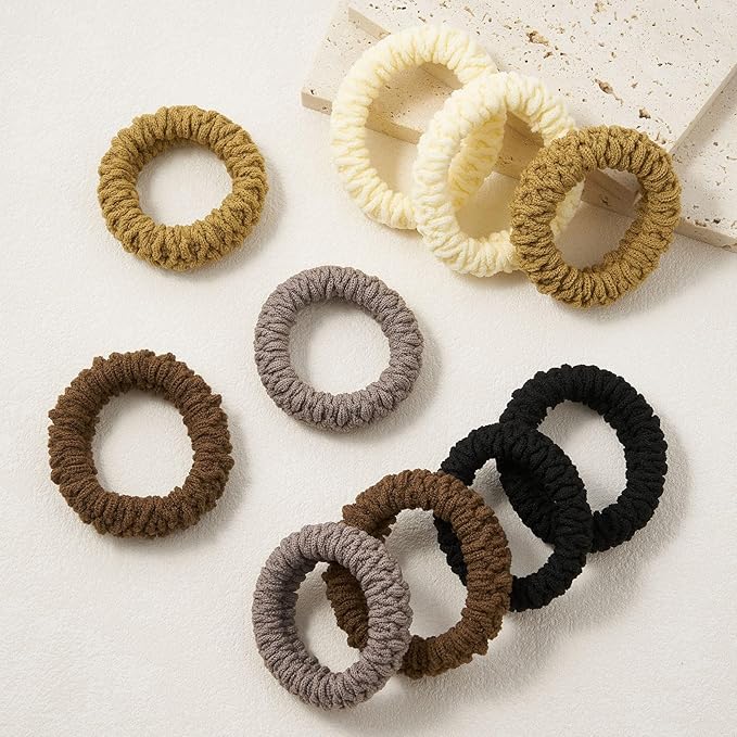 10 Pcs No Damage Hair Ties Thick Hair Elastic Rubber Bands Hair Accessories Scrunchies Seamless for Women