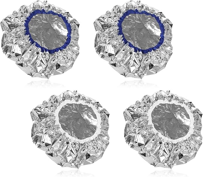 4 Pcs Heat Cap for Deep Conditioning Aluminum Foil Heat Cap Reusable Steam Processing Caps Thickened Shower Caps for Long Hair Dyeing Home Salon White Blue Hot Oil Tools