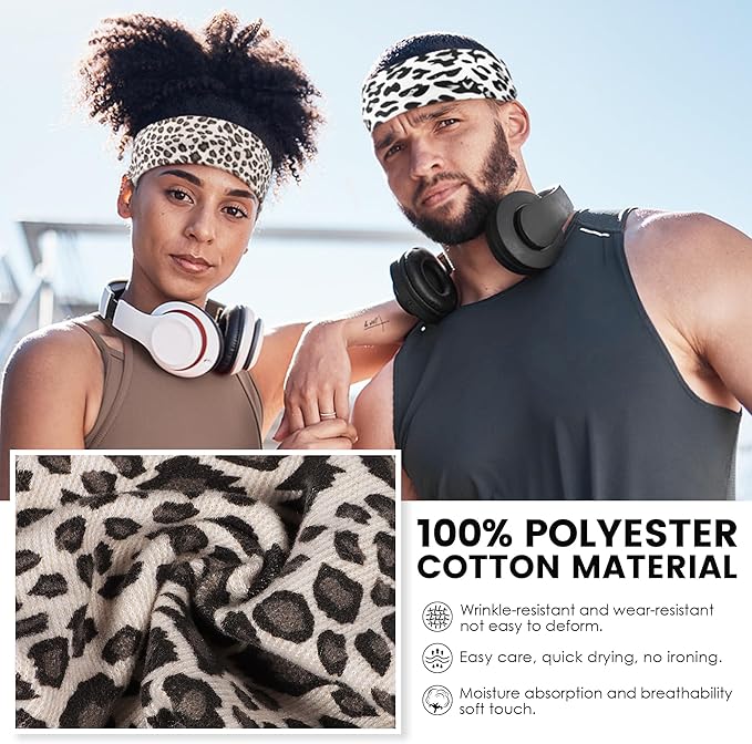 10 PCS Headbands for Women - Fashion Non Slip Cotton Headbands for Women and Men Perfect for Sports and Outdoor Activities in Summer,Including Running, Yoga, Cycling, Gym Workouts