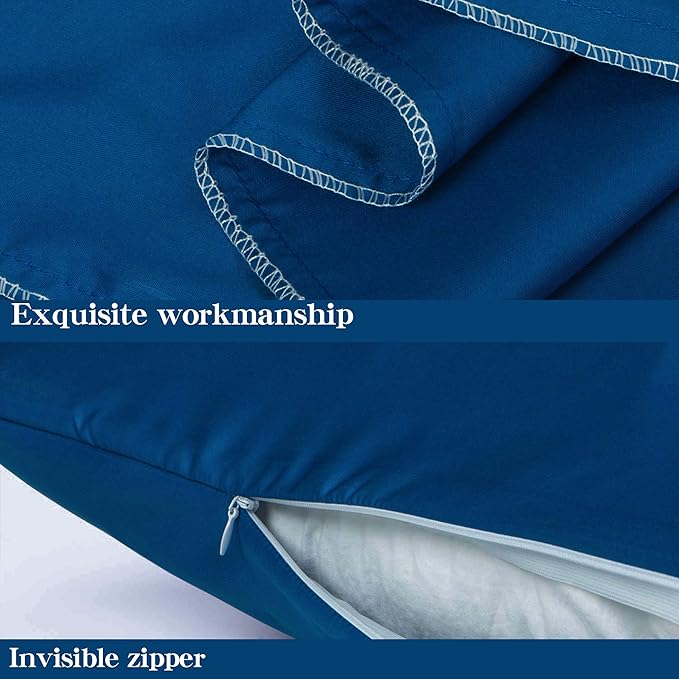 NTBAY Zippered Satin Pillow Cases for Hair and Skin, Luxury King Hidden Zipper Pillowcases Set of 2, 20x36 Inches, Royal Blue