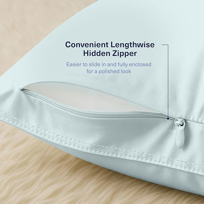 Kickoff Viscose Bamboo Pillowcase, King, Set of 2, 100% Organic Hidden Zippered Viscose Bamboo Pillow Case King Size, Cooling Pillow Cover for Hot Sleepers (20"x40", Coastal Blue)