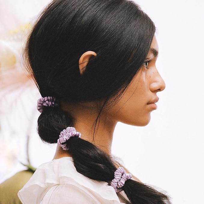 slip Skinny Scrunchies: Anti-Crease, Anti-Breakage Slipsilk™ Design Protects Delicate Hair | Includes 4 Pure Silk Scrunchies, Wildflower