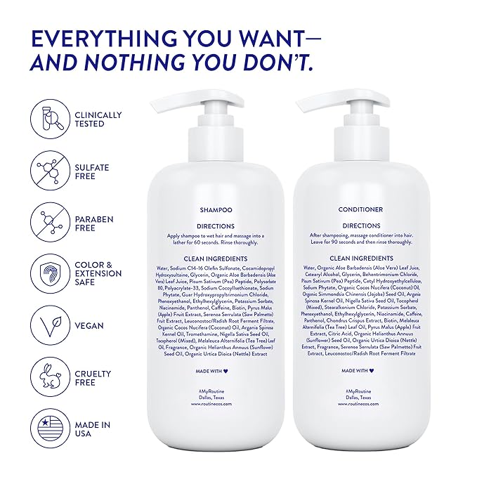 Routine Wellness Anti-Thinning Volumizing Shampoo and Conditioner Set for Thinning Hair & Hair Loss - Grow Your Confidence with Biotin & DHT Blockers - Lilac & Winter Rose Set