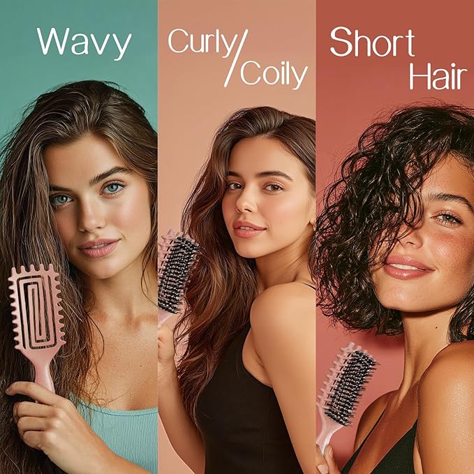 Curly Hair Brush,Curl Defining Brush for Effortlessly Defined Curls & Waves,Vented Hair Brush for Wet & Dry Hair,Women and Men,Reduces Frizz (Beige) ASIN B0FB93H4MR
