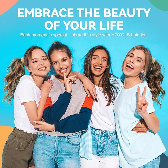 HOYOLS Large Seamless Hair Ties for Thick Hair, Soft Ponytail Holders Bands No Damage Elastics for Women Girls Scrunchies (Autumn Hues Color)